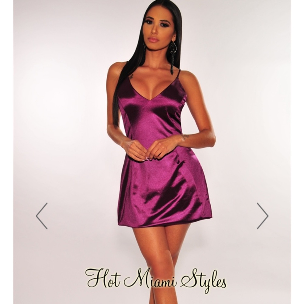 Hot Miami Styles Satin Spaghetti Straps Dress